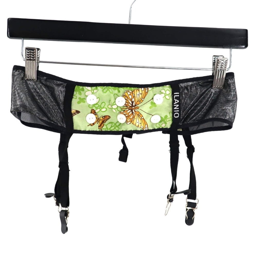 Ilanio Butterfly Garter Belt Womens S/M Black Y2K Burningman Boudoir Avant-Garde